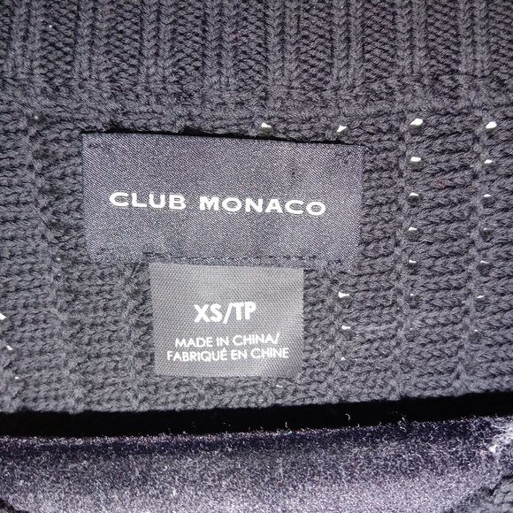Club Monaco Women's Knitted Pullover V-neck Ribbed Sweater Black Size XS - Picture 6 of 6